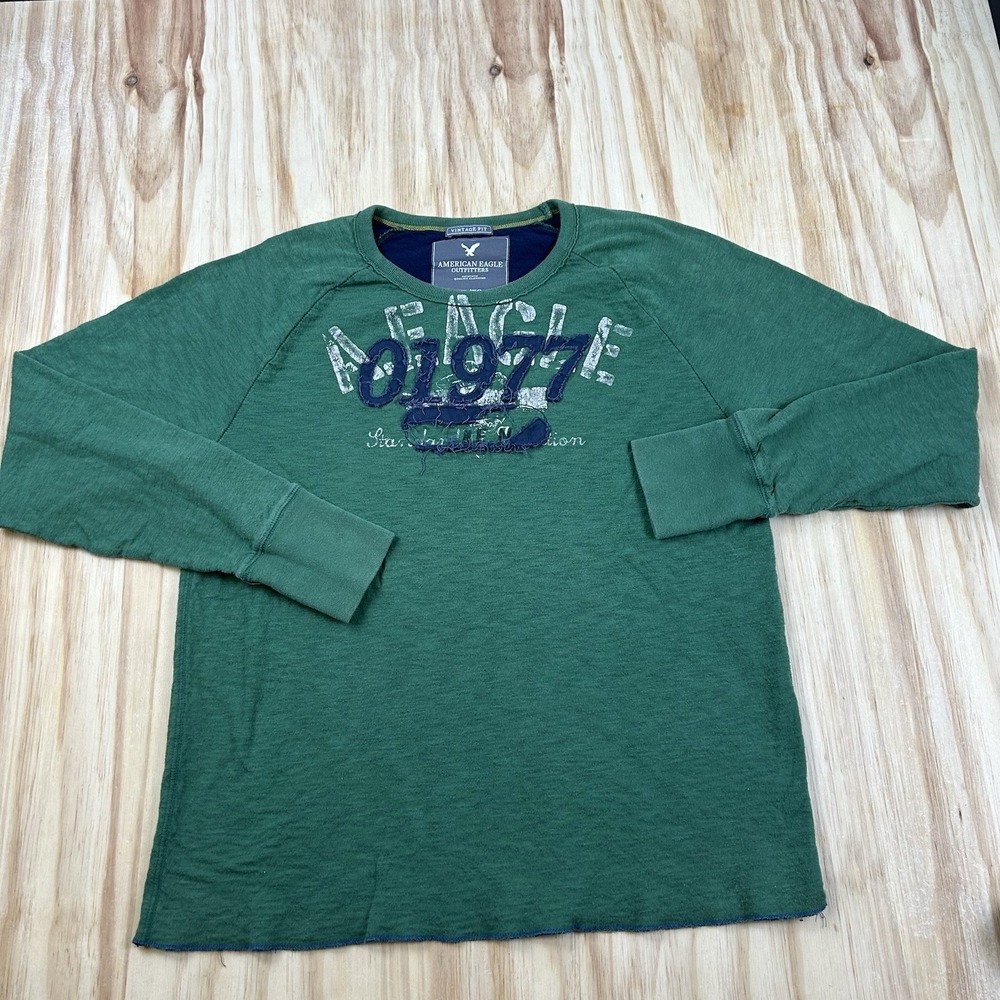 Vintage Y2K American Eagle 1977 Double Face Sweatshirt Green XL Vintage Fit